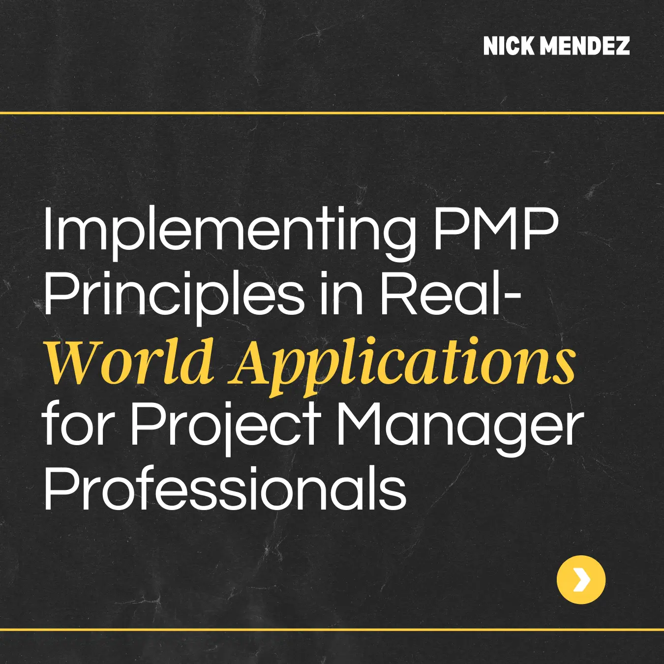 Implementing PMP Principles in Real-World Applications for Project Manager Professionals by Nicholas Mendez / Nick Mendez